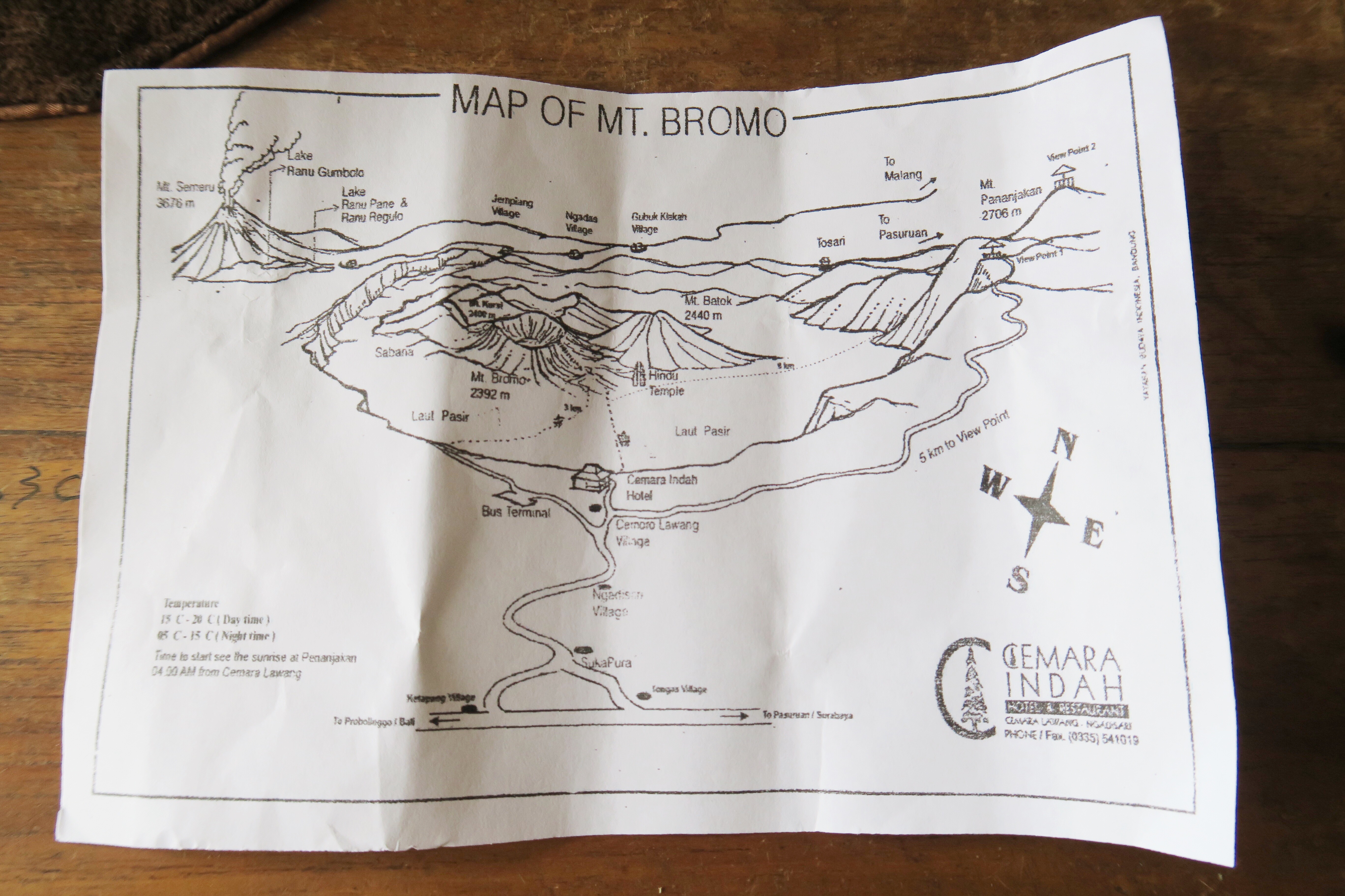 Map of Mt Bromo